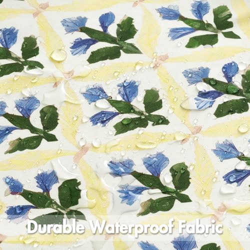 Image of MIULEE Floral Decorative Pillow Covers Set of 2,Block Print Throw Pillowcases Outdoor Boho Farmhouse Vintage Summer Accent Cushion Covers for Couch paito Garden Sofa Bed 18x18 Inch, Yellow-Blue