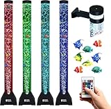 Special Supplies Aquarium Sensory Fish Bubble Light Tube with 16 LED Color Changing Nightlight Effect, Remote Control, and 8 Fishes, Colorful Floor Standing Lamp for Kids and Adults (4 feet)