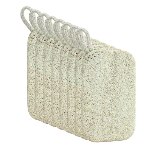 8 esponjas Luffa – Loofah 11 x 7,5 cm – Material natural Luffa – para limpieza de vajillas, exfoliantes – Apto para cocina, baño, camping (color natural)