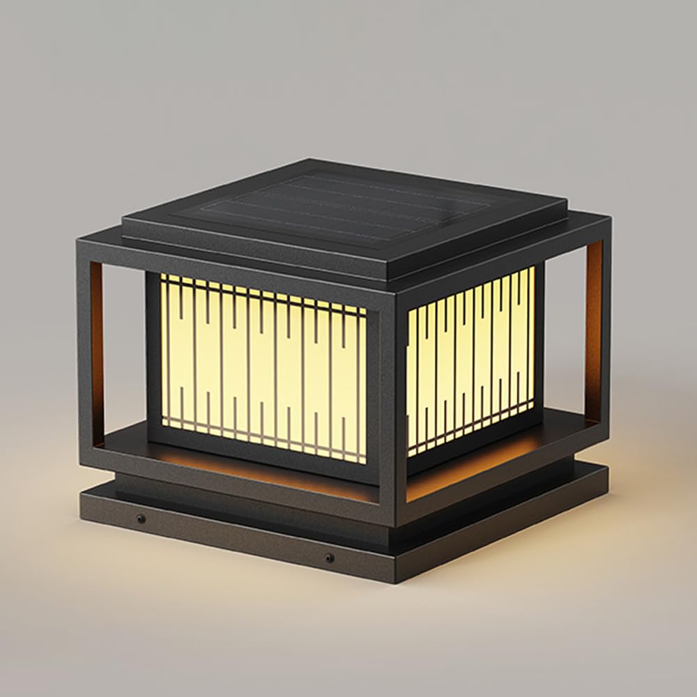 Solarne lampy słupkowe, na zewnątrz, czarna lampa solarna z pilotem, wodoodporna, antykorozyjna, słupek do ogrodzenia, tarasu, ogrodu, ścieżki, skrzynki pocztowej