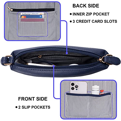 Image of Solene Small Multi Zipper Pocket Crossbody Bag with Adjustable Strap, Lightweight Travel Purse, Daily Small Messenger Pouch
