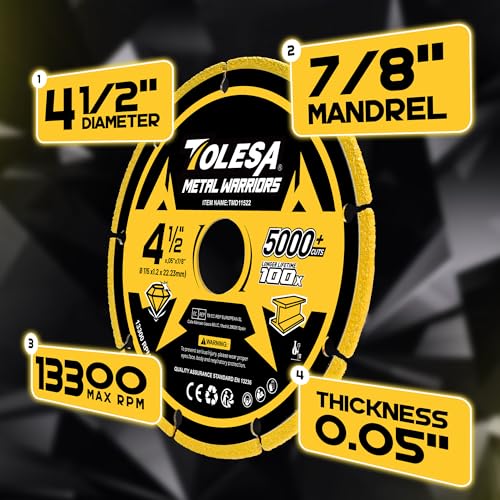 Disque à tronçonner diamanté TOLESA pour couper le métal sans usure rapide