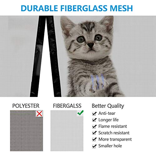 JOYPEA Magnetic Screen Door with Durable Fiberglass Mesh Curtain and Full Frame Hook & Loop - Fits Doors up to 34"x82" - Thumbnail 6