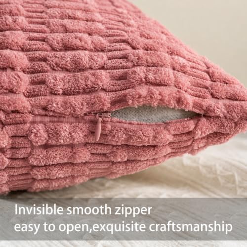 Image of Pack of 2 Corduroy Decorative Throw Pillow Covers 18x18 Inch, Peach Pink