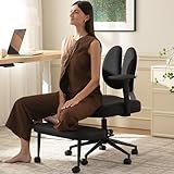 AreShark Criss Cross Office Chair with Armrest Wheels & Stretchable Rotating Footrest, Ergonomic Cross Legged Swivel Chair with Back Support& Adjustable Height for Yoga Kneeling Meditation Home Office