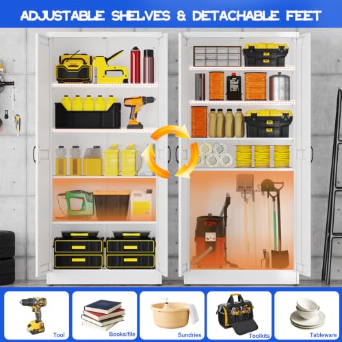Image of GAIOUS 71 inch Tall Kitchen Pantry Cabinet,White Cupboard,Metal Storage Cabinet
