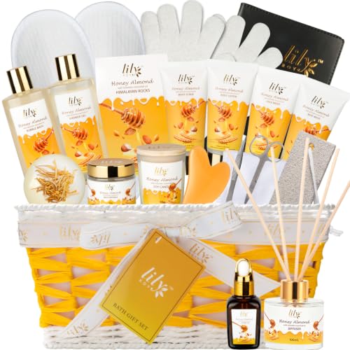 Image of 21Pcs Spa Gifts Set, Moisturizing Almond Spa Gift Baskets for Women & Men