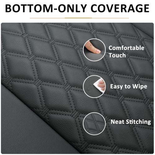 Image of Black Panther 1 Pair PU Car Seat Covers, Front Seat Bottom Protectors Compatible with 95% Vehicles,Diamond Pattern Embroidery, Anti-Slip (W 21.26''xD 20.86 inch) - Black