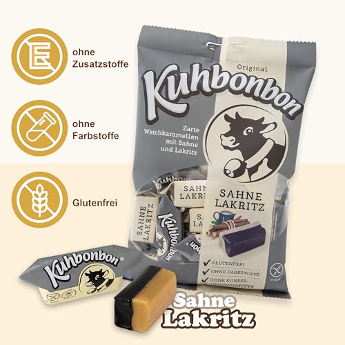 Kuhbonbon Lakritz Bundle - Süßigkeiten Großpackung mit Erdbeere (200g), Original (200g), Mint (200g) und Sahne (200g) Karamell Bonbons - Die originale Sweets für jeden Tag
