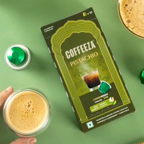 Image of Coffeeza Pistachio Flavoured Coffee Capsules | 100% Arabica | Medium-Dark Roast | Intensity 7 | Original Line Compatible| Box of 10