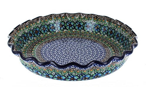 Polish Pottery 10-inch Fluted Pie Dish made by Ceramika Artystyczna (Mardi Gra Theme) Signature UNIKAT + Certificate of Authenticity Polish Pottery 10-inch Fluted Pie Dish made by Ceramika Artystyczna (Mardi Gra Theme) Signature UNIKAT + Certificate of Authenticity