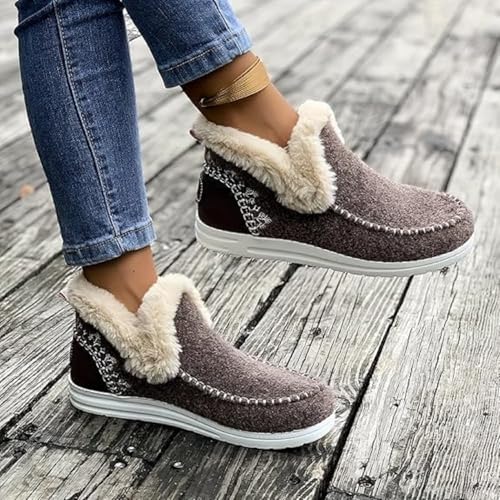 Womens Winter Soft Plush Slip-on Sneakers for Cozy Feet, Warm Cozy Micro Suede Slipper Boots, Non Slip Orthopedic Winter Slippers4