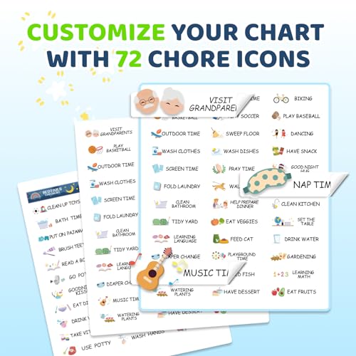 Image of Upgraded Slider 4 in 1 Reward Chart for Kids, Reusable Bedtime /Morning /Daily Routine Chart for Kids, Magnetic Chore Chart for Kids Toddlers, Sticker Chart for Kids Behavior Chart for Kids at Home