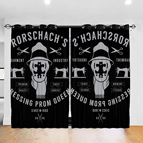 FDASLJ Customized Blackout Window Curtains Watchmen Rorschach Garment Company Grommet Thermal Insulated Room