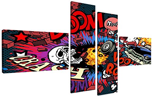 Visario Canvas Picture, Red, Blue, Yellow, Green, White, Black, Purple, Pink