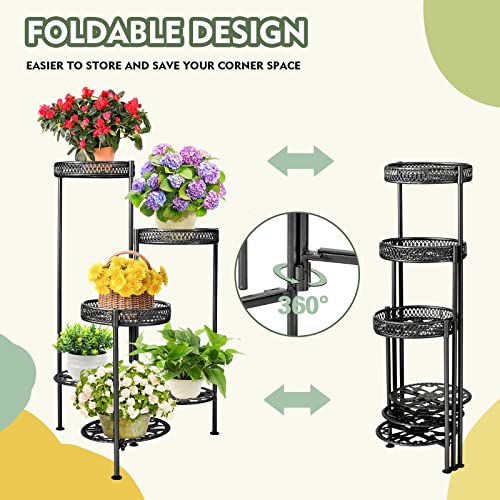 Joyrally Plant Stand Indoor Outdoor 6 Tier 35.5'' Tall Metal Plant Planter Display Storage Shelf For Home Garden Patio Bathroom Office Living Room Balcony Corner(Black) #TOP4