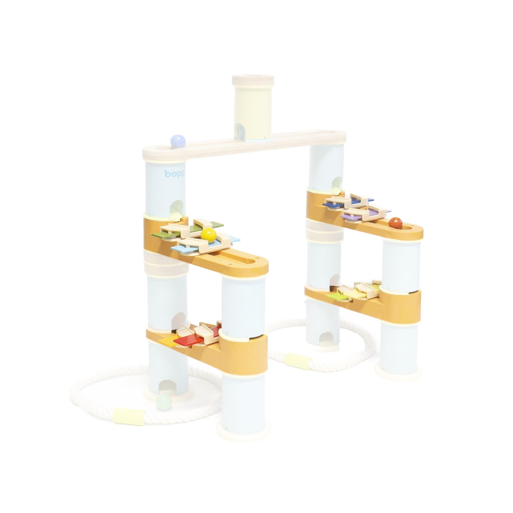 boppi Musical Extension Pack, Bamboo Marble Run Accessory for Kids 3+ with 6 Glass Marbles, STEM Toy, 22.5 cm x 6 cm x 17 cm