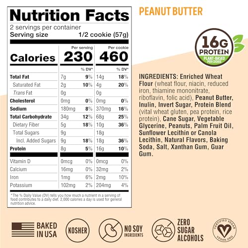 Image of Lenny & Larry's The Complete Cookie, Peanut Butter, Soft Baked, 16g Plant Protein, Vegan, Non-GMO, 4 Ounce Cookie (Pack of 24)