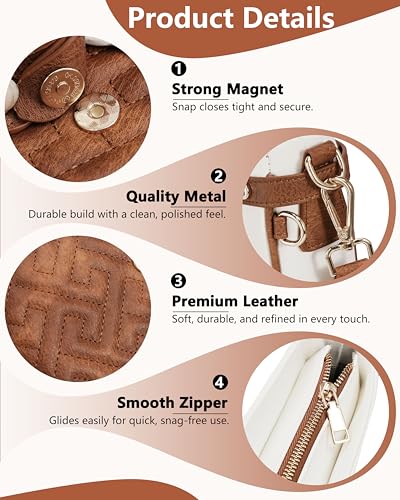 Image of large leather crossbody bags for women,Quilted crossbody purses