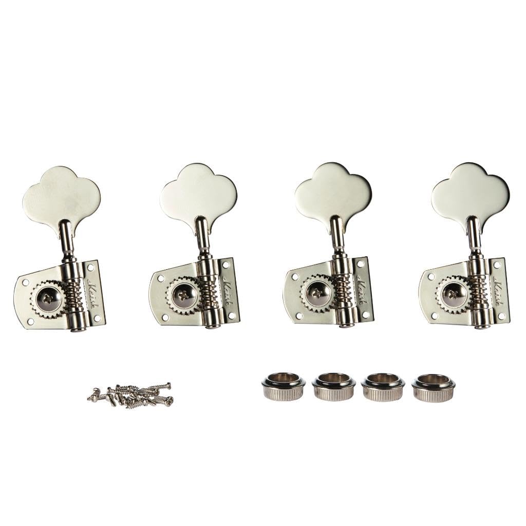KAISH Nickel Lefty Cloverleaf Bass Tuners Bass Tuning Machines Bass Tuning Keys for Standard/Highway One Series Jazz J Bass/Precision P Bass