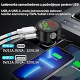 Hoembpn Zapalniczka na papierosy ładowarka USB QC3.0+PD3.0 woltomierz samochodowy termometr z wyświetlaczem LCD temperatury miernik napięcia akumulatora adapter USB 12V-24V ciężarówki Suv autobusy