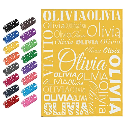 Gypsophila Personalized Name Blankets Custom Baby Blanket with Name Blankets Customized Baby Blankets for Girls Boys Birthday Blanket (Yellow,50