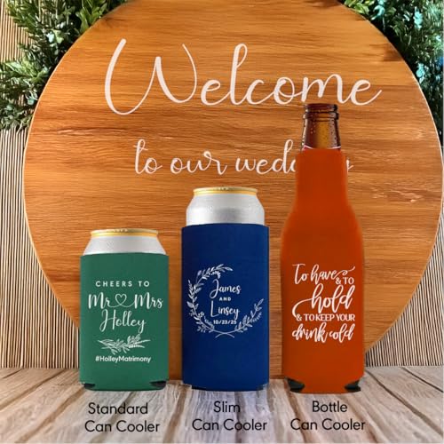 Image of 20PCS Customized Wedding Can Coolers Personalized Wedding Favors Monogram Can Holders (Custom, 20 can cooler)