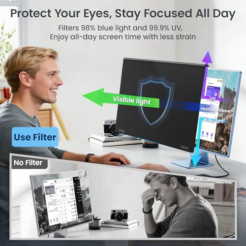 Image of Magnetic 32 Inch Privacy Screen Filter for Computer monitor 16:9 Aspect Ratio,Removable Anti Blue Light shield with Eye Protection,Hanging Anti-Spy Protector PC