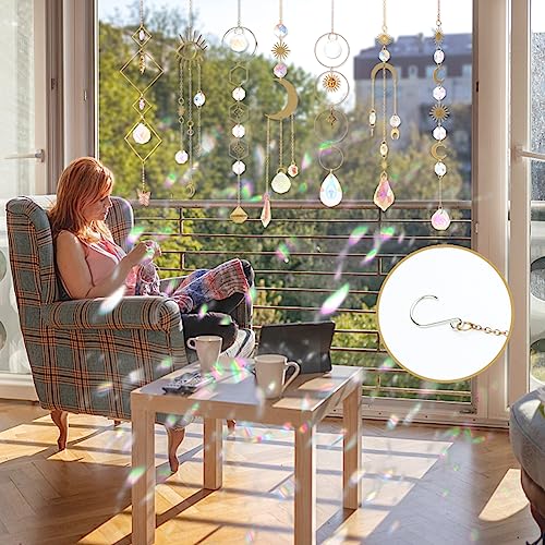 Worgree Sun Catchers, 10 Pieces Colorful Crystal Suncatcher With Chain Pendant Ornaments Hanging Crystals Prism Rainbow Maker For Windows Indoor Outdoor Car Mirror Garden Decor Wedding Party Xmas Gift thumb #2