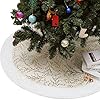 Lewondr 48 inch christmas tree skirt white plush gold sequin snowflake for holiday party xmas tree decorations beigewhite  urban country home decor