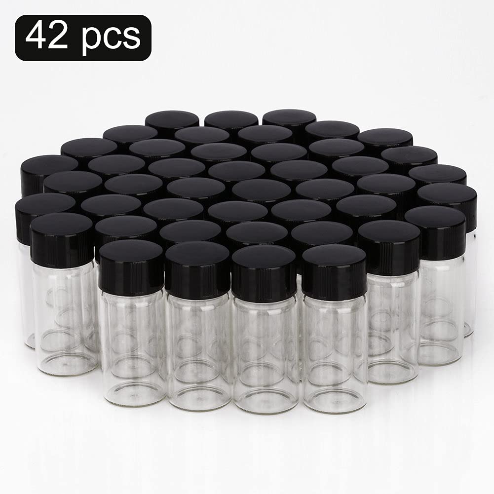stonylab 42 Confezioni Viali Campione in Vetro con Tappo a Vite, Flacone per Campionamento Liquido da Laboratorio Flacone Reagente con Chiusura a Tappo, 10 ml