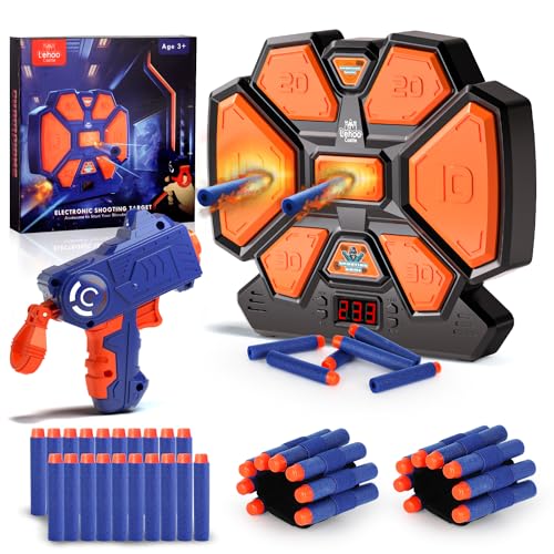 Lehoo Castle Digital Diana para Nerf, Objetivo de Tiro Electrónico con 1 Pistola de Dardos, 20 Balas Espuma, Juguetes Niños 5 6 7 8 9 años(Negro)