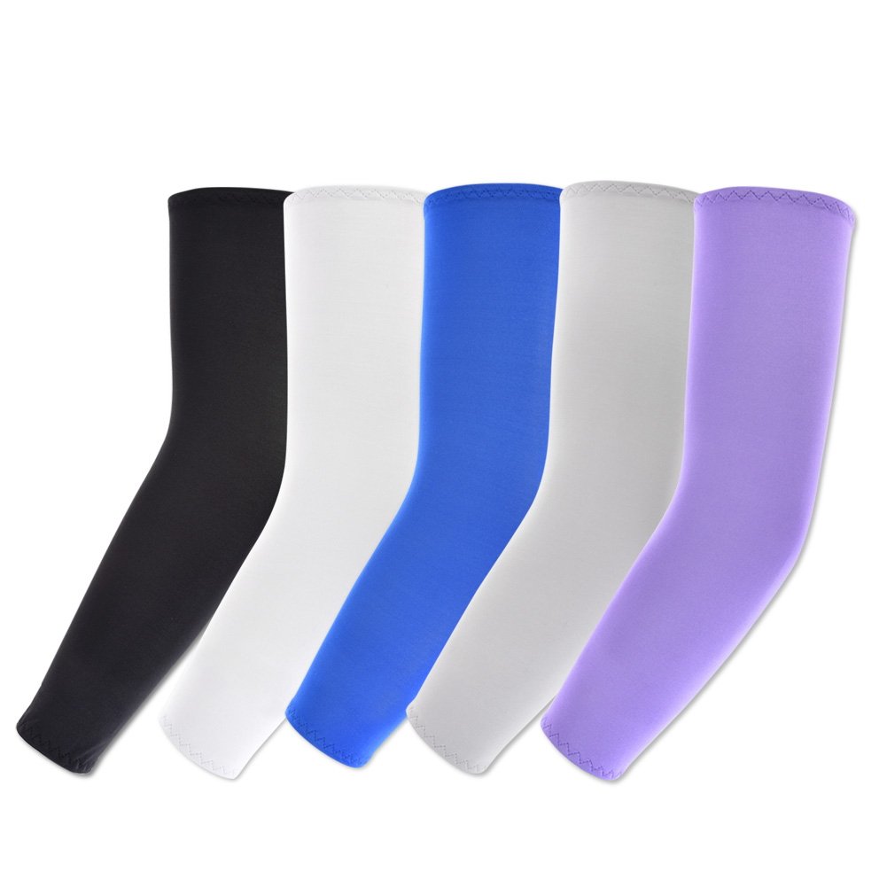 5 pairs Arm Sleeves Athletic Sport Sun Block Warmer or Cooler Biking Hiking Cycling