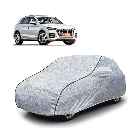 Image of Sulfar 100% Waterproof Car Body Cover Compatible with Mirror for Audi Q5 (Triple Stitched, Full Bottom Elastic, Magic Silver with Black Piping)