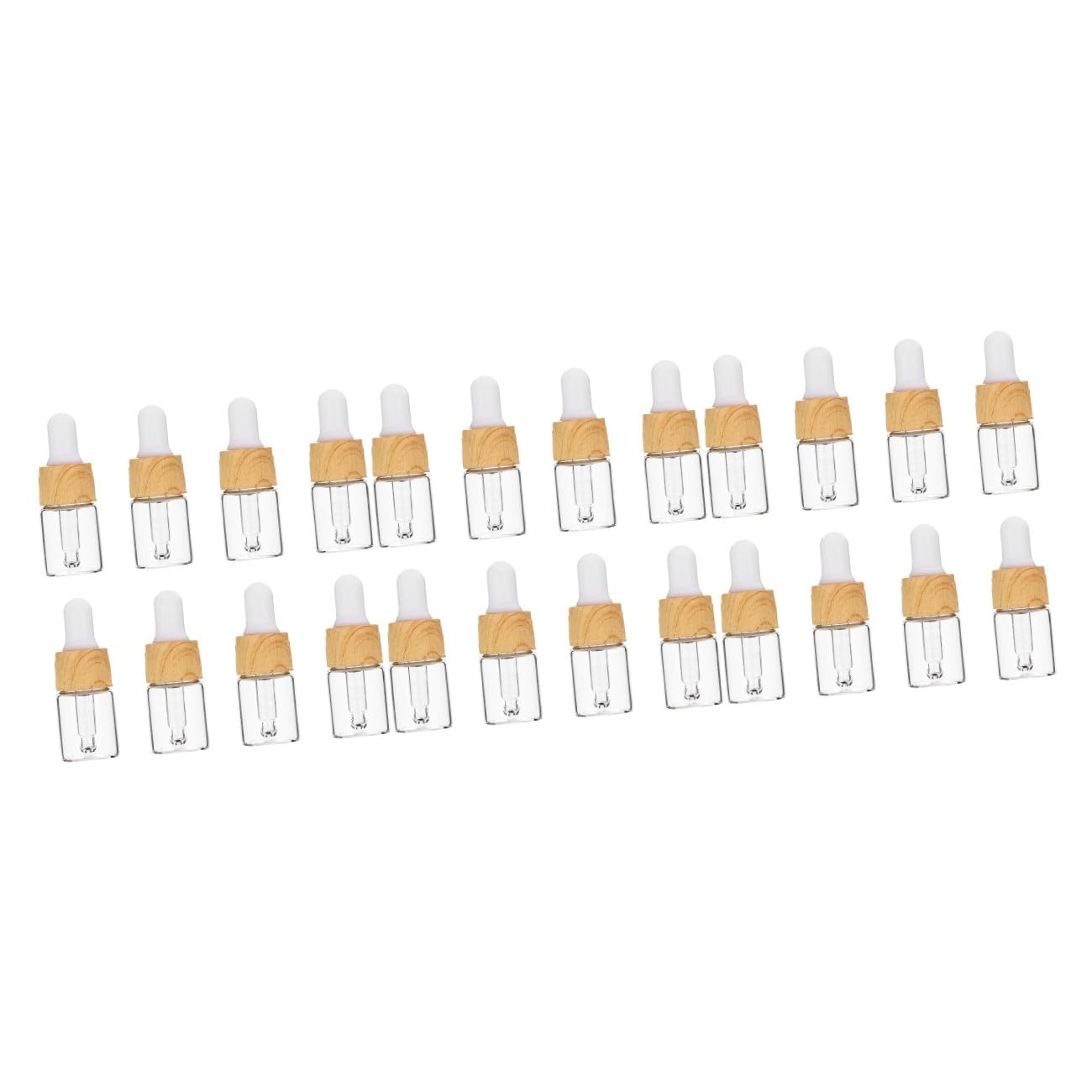Beaupretty 24 Piezas Cuentagotas De Vidrio De Grano De Madera Aceite Esencial Para Aceites Esenciales Frascos Cuentagotas De Vidrio Transparente Vertidor De Medicina Viajar Botella Mini