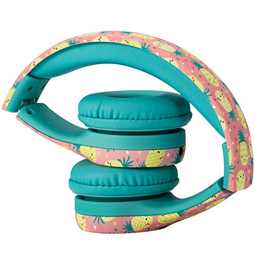 Image of Snug Play+ Kids Headphones - Volume Limited 93dB for Safe Listening - Foldable, Durable Headphones for Toddlers, Boys & Girls - Tangle-Free Cord - Ideal for Travel, School, Tablets - Pineapples