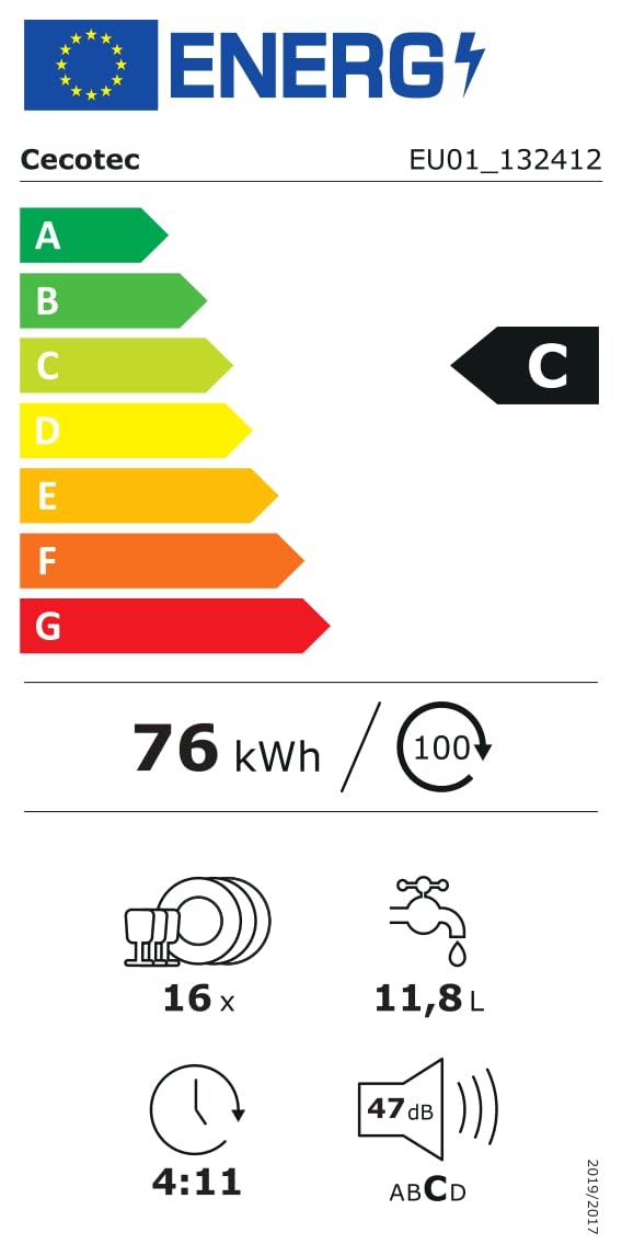 Cecotec Lavavajillas 60 cm Libre Instalación Bolero Aguazero 6550 | 16 Servicios, 3ª Bandeja Cubiertos, Motor Inverter Plus Duo, Control Touch, 12 Programas, Secado Autoapertura O2Dry