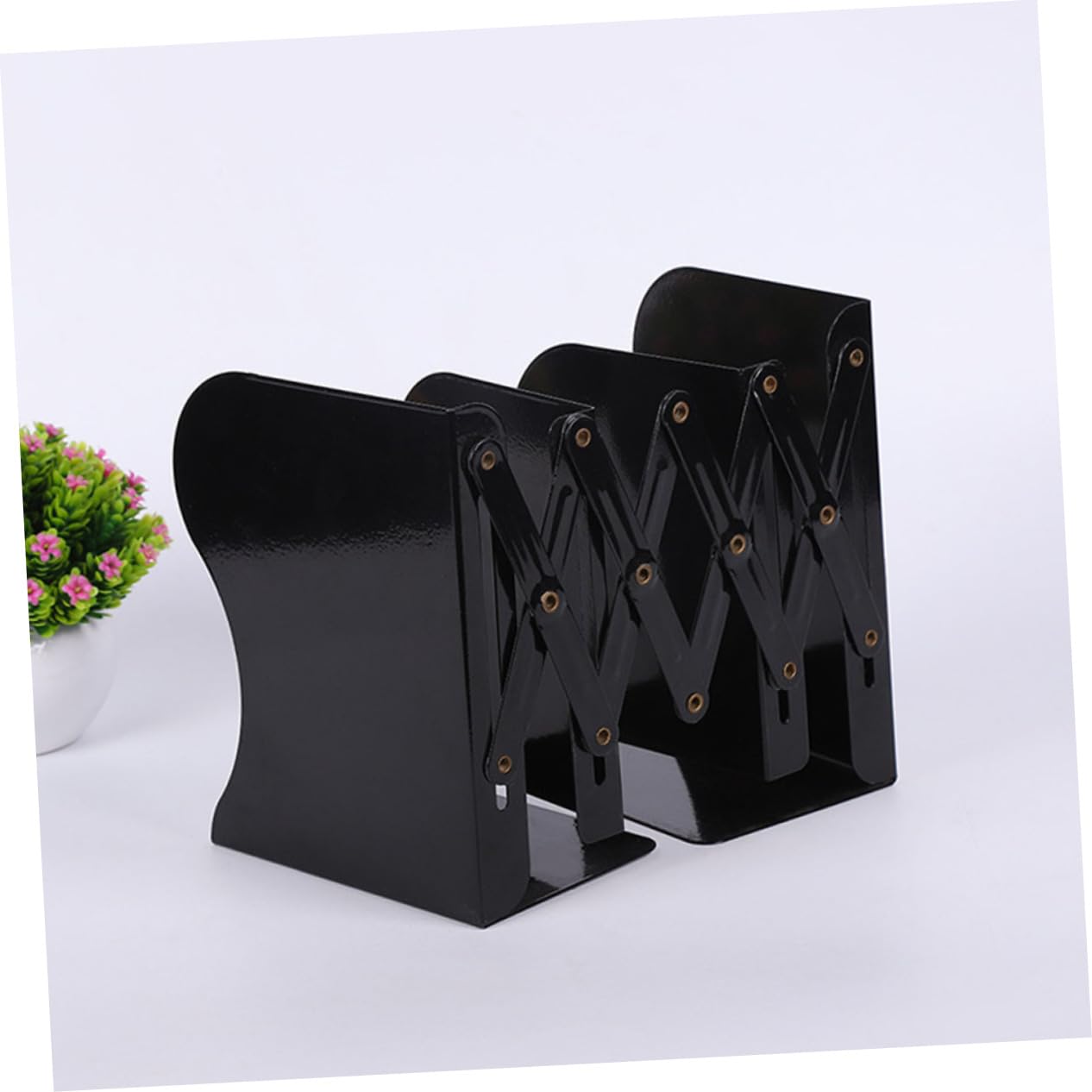 Fermalibri da Scrivania Telescopico Nero in Metallo e Plastica | Organizer per Libri e Documenti, Design Semplice e Creativo, per Tavolo, Supporto Regolabile