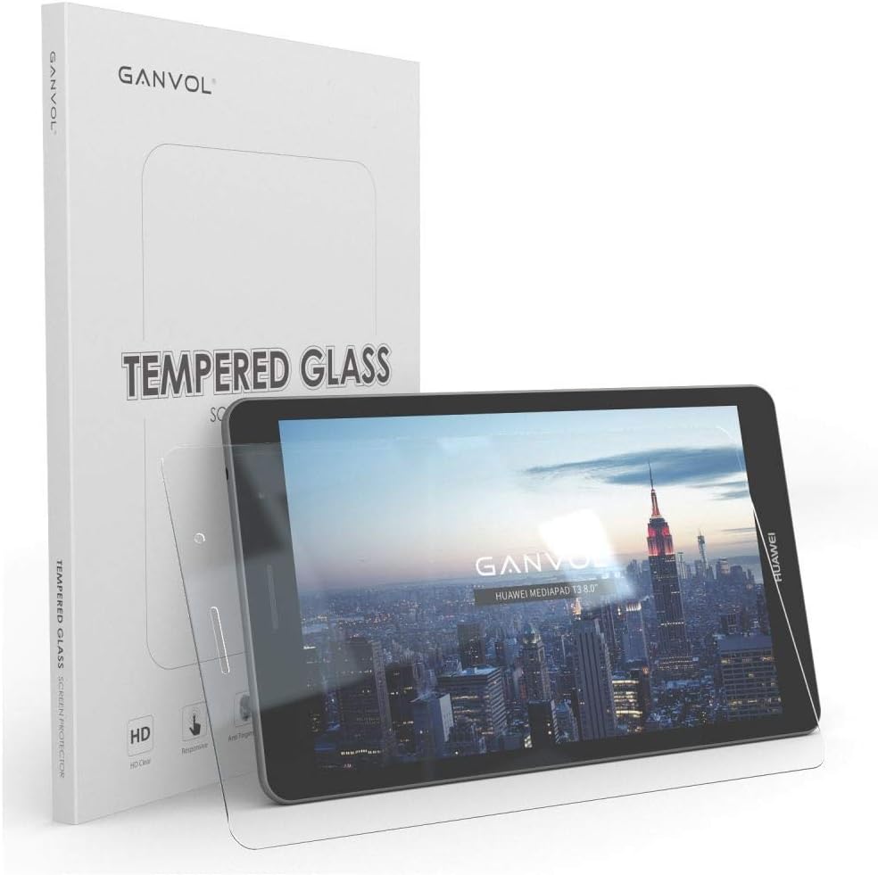Ganvol Premium Tempered Glass Screen Protector for Huawei MediaPad T3 8" WIFI & 4G Tempered Glass Screen Protector (8-inch Display Protection)
