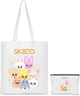 Comprar Stray Merch para Stay, Skzoo Yute, bolsa de yute SKZ y neceser, artículo para fans de Kpop Stray, Blanco