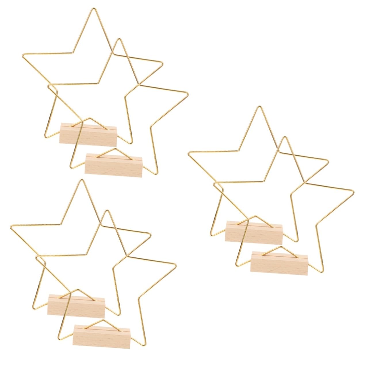 Abaodam 6juegos Decoración De Mesa De Estrellas De Metal De Aros Dorados Con Base De Madera Para Bodas y Fiestas Para Manualidades y Centros De Mesa