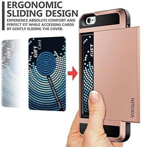 Vofolen Case Wallet Card Slot Holder Dual Layer Protective Shell Shock Absorbing Tough Bumper Cover Rose Gold