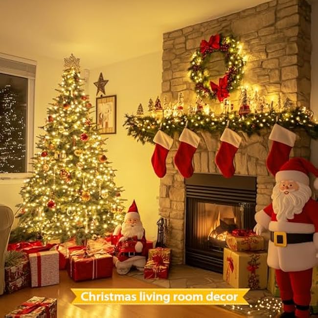 JMEXSUSS 66ft 200 LED Christmas Lights Outdoor, Warm White Christmas Tree Lights Indoor Plug in, 8 Modes Twinkle String Light for Outside Bedroom Wedding Party Classroom Dorm Ceiling Home Decorations