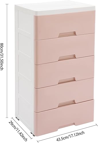 Miniatura 3 de Organizador alto de tocador, armario de almacenamiento de 5 cajones, cajones de plástico, cajones de armario, torre de almacenamiento alta para