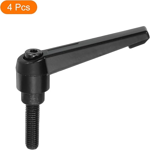 Miniatura 94 de uxcell 4 perillas ajustables M8 x 0.630 in, rosca macho, botón de trinquete de liberación rápida, perno giratorio para maquinaria de torno
