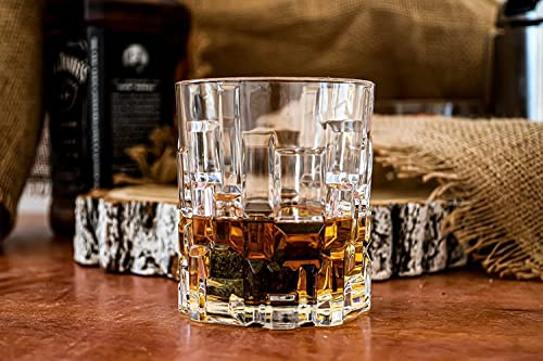 Image of Heavy Base Crystal Rocks Glass - Set of 4 Pcs, 300ml Ideal for Whisky, Bourbon, and Cocktail Serving (4, Stone)