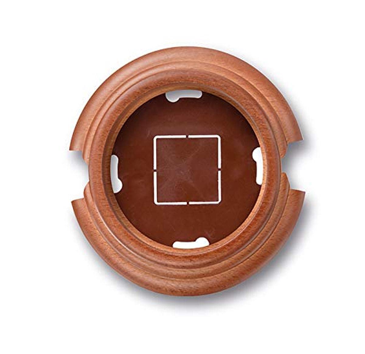 Fontini Garby socle de tube bois miel avec passage horizontal vert pour gaine apparente