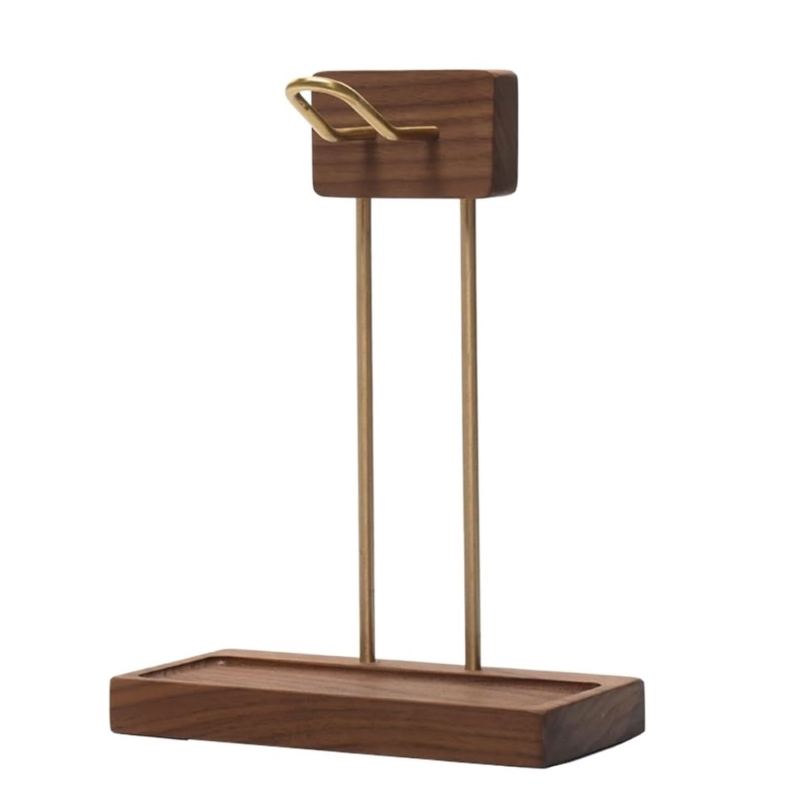 MRKU Headphone Stand Holder Headset Hook Hanger Desktop Rack Walnut Wood Gaming Display For Most Sizes