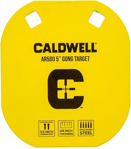 Caldwell High Caliber AR500 Steel Targets 3/8 Inch Thickness, Rifle Rated for Precision Shooting and Target Practice with Hanging Options (Sold Separately)