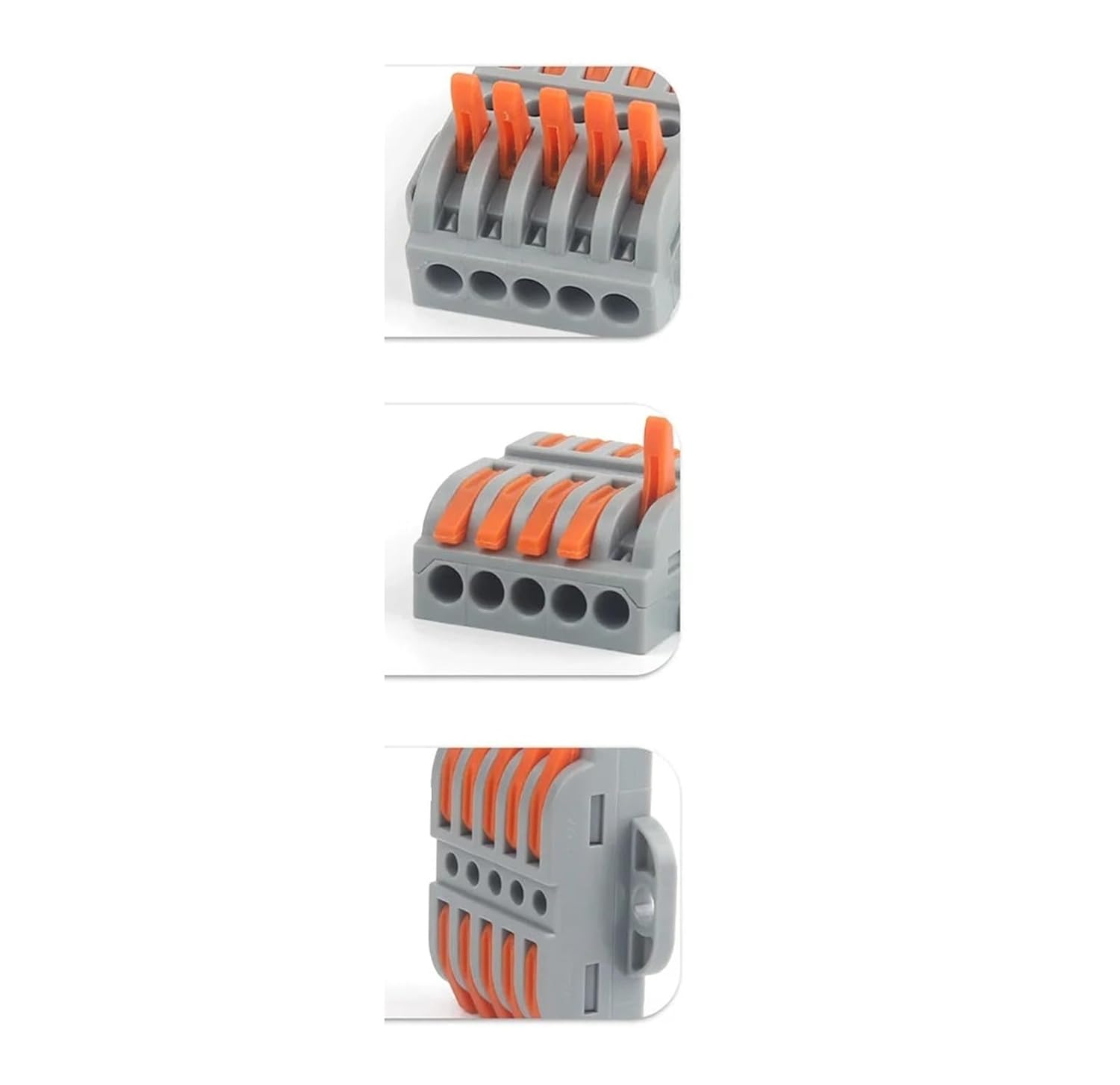 Universal Compact Wiring Splicing Conector 3/5PCS Quick Electrical Wire Connectors 2/3/4/5/6/8/10/12 Pin Push-in Butt Terminal Block for Cable Connection(3PCS 22-12)